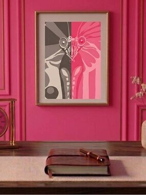 Painting By Khephra Abstract Art Print in Gray and Pink 5x7 inches